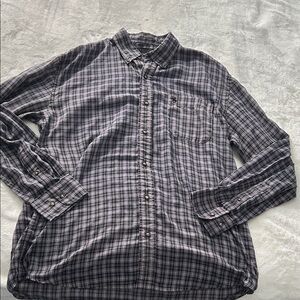 Men's Long-Sleeve Plaid Button-Down Shirt - Purple & Black
